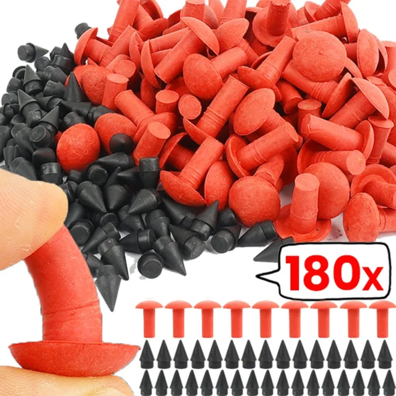 

180Pcs Universal Mushroom Shaped Tubeless Tire Repair Insert Sockets Plugs Red Black 7mm 8mm Tire Repair Rubber for Car
