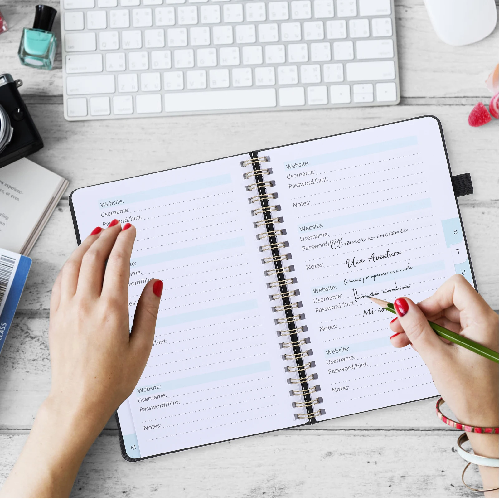 

Password Coil Notebook Tabs Sturdy Portable Lightweight Compact Address Book Journal Binder Refillable Pocket Notebooks
