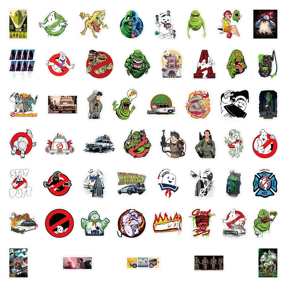 53 قطعة ملصقات الرسوم المتحركة Ghostbusters ملصق الفيلم المخيف لعبة الشارات سجل القصاصات الأمتعة المحمول الغيتار الدراجة لعبة مضحكة