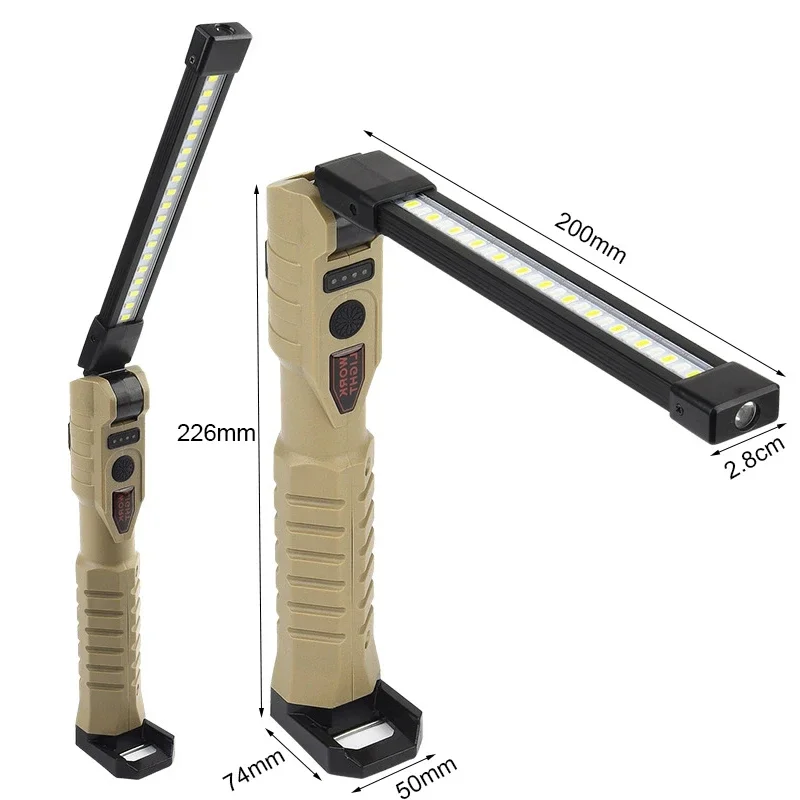 USB Rechargeable Portable COB LED Flashlight Work Light Magnetic Lanterna Hanging Lamp with Built-in Battery Car Service Lamp