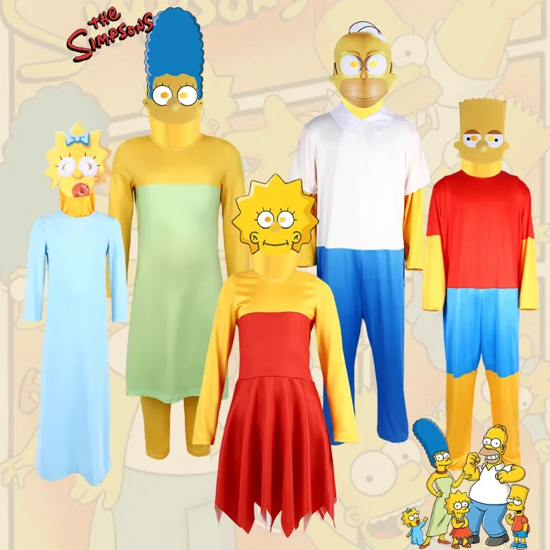 Simpsons Cosplay Costume Anime Cartoon Characer Lisa Bart Homer Marge Family Halloween Costume Birthday Party Fancy Dress gift