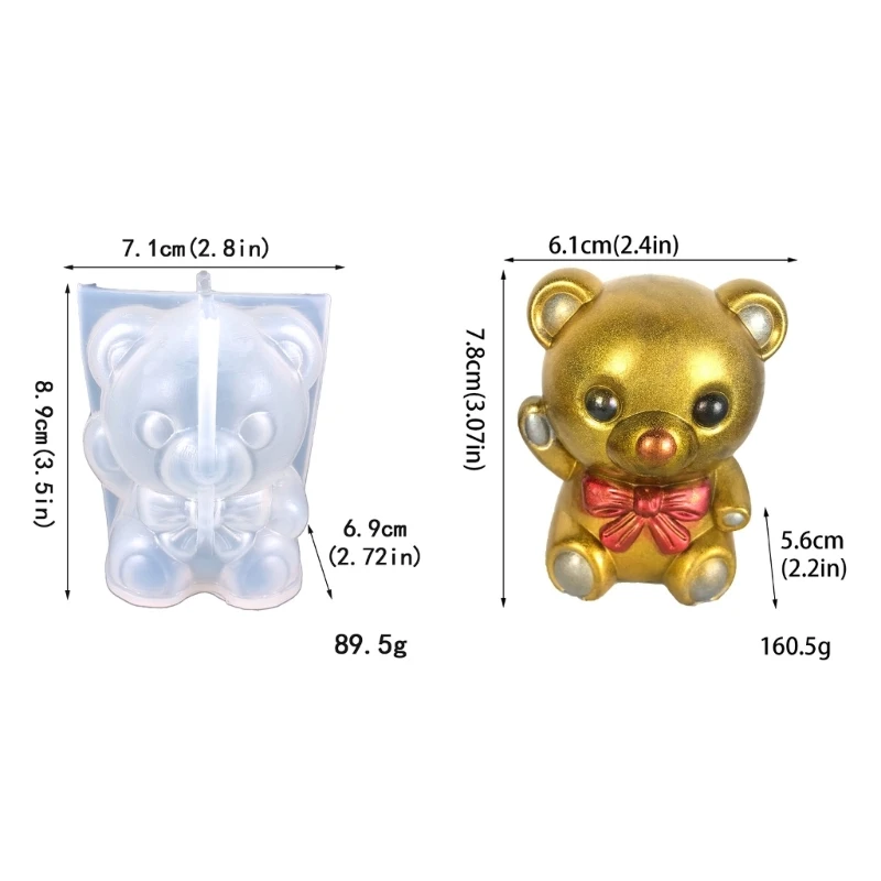 Bear Resin Mold Bowknot Bear Epoxy-Casting Mold Non-Stick Washable-Mold Craft