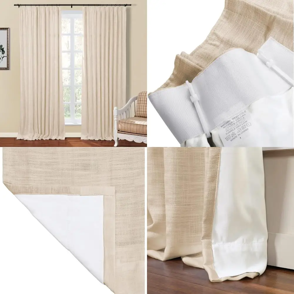 linen-textured pinch pleat curtains for living spaces, darkening window panels for bedrooms, double layer privacy drapes