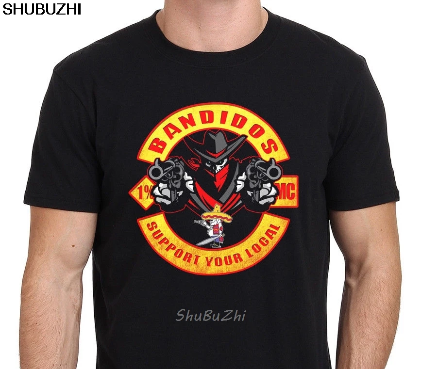 New Bandidos Support Your Local Men's T-Shirt Black Size S-XXL