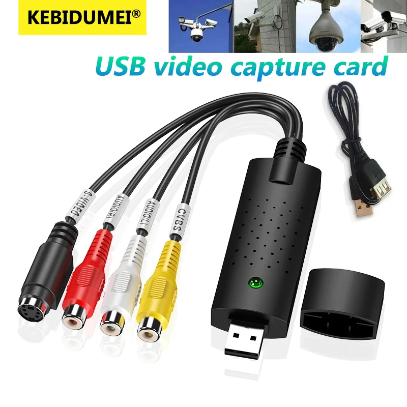 USB 케이블 포함 USB 오디오 비디오 캡처 카드 어댑터, USB 2.0-RCA 비디오 캡처 컨버터, TV DVD VHS 캡처 장치