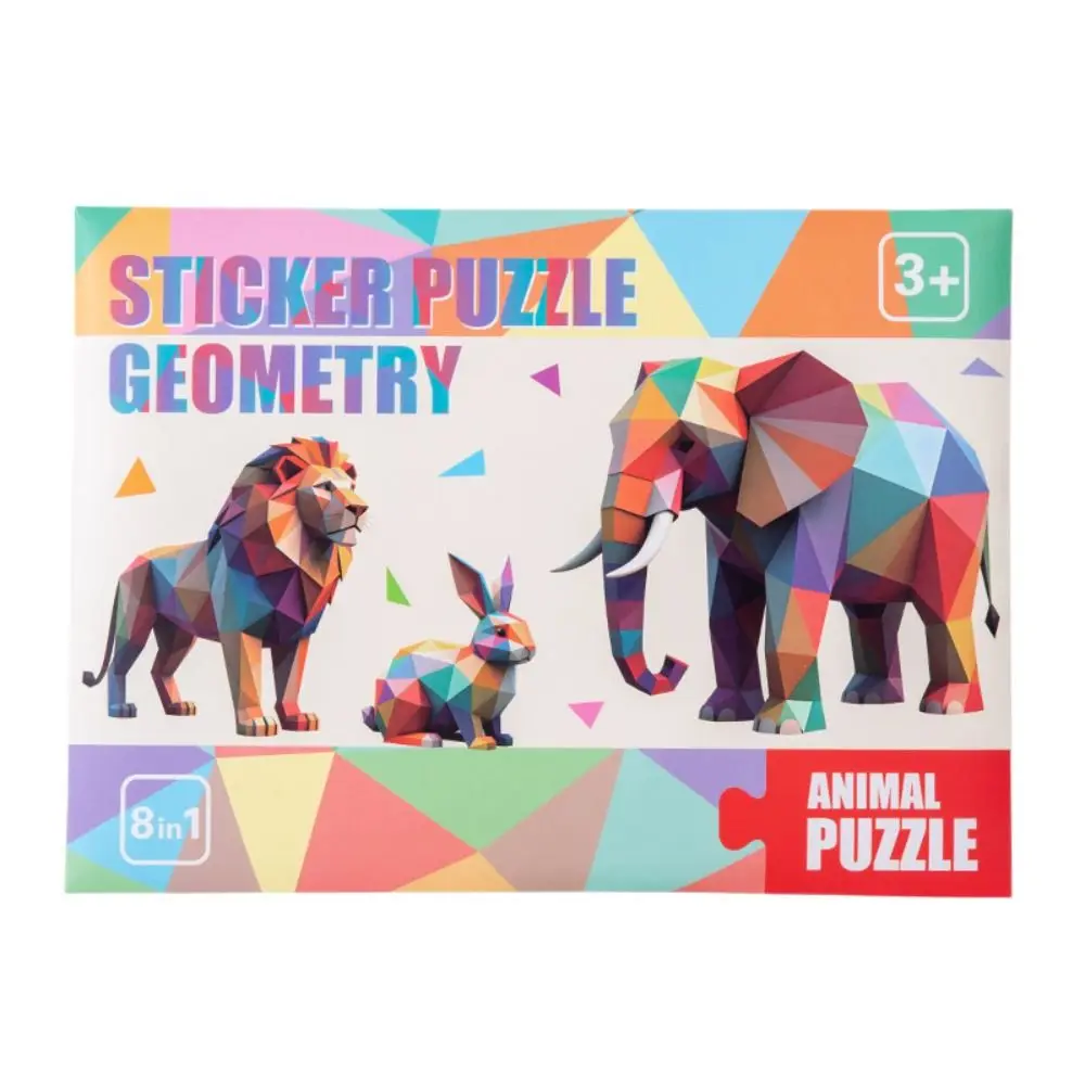 Paper 3D Geometric Sticker Books Educational Handmade DIY Paste Material Kit Montessori Cartoon Animals Sticker Book Children
