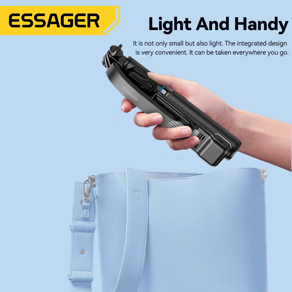 Essager Foldable Wireless Bluetooth Selfie Stick Phone Holder Tripod Fill Light Remote Shutter Retractable Rod For Huawei Xiaomi