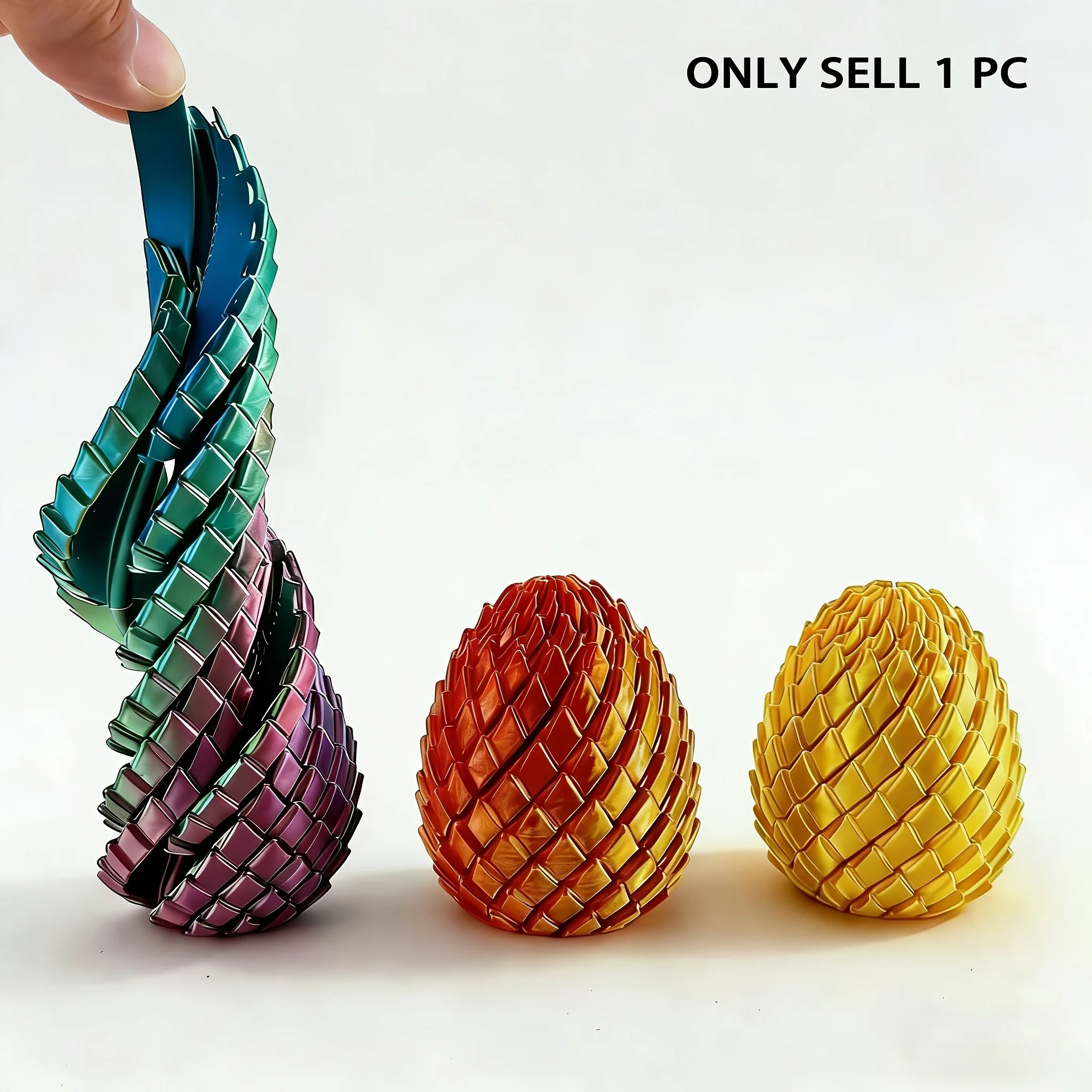 Twistable 3D Printed Dragon Egg Fidget Toy Flexible Scaled Gadget Stress Relief Anti-Anxiety Desktop Decor Present