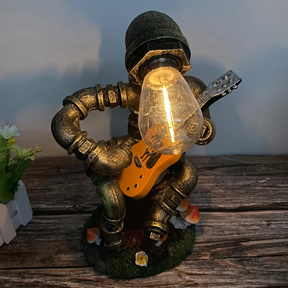 

1Pcs Retro Iron Pipe Robot Garden Light Solar Powered Resin Outdoor Decor for Courtyard Lawn Park Villa Landscape Lighting