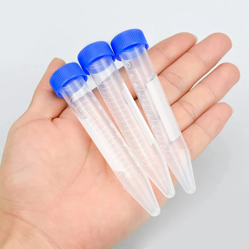 100Pcs 10Ml Multifunctional Plastic Bottle Transparent Tube Sample Storage Container Experimental Centrifuge Tube