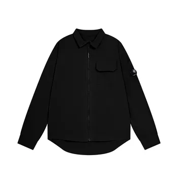 Cardigan ample à manches longues pour hommes, lunettes minimalistes décontractées, fermeture éclair à revers, chemise pour jeunes hommes, nouvelle collection 2024