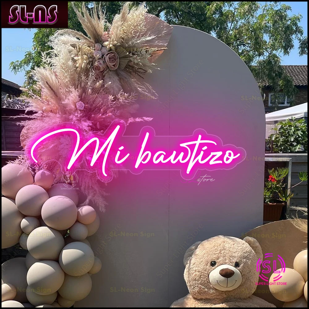 LED Neon Sign My Baptism Neon Sign Mi bautizo 75x22cm Sign Custom Neon Light for Birthday Room Home Decoration