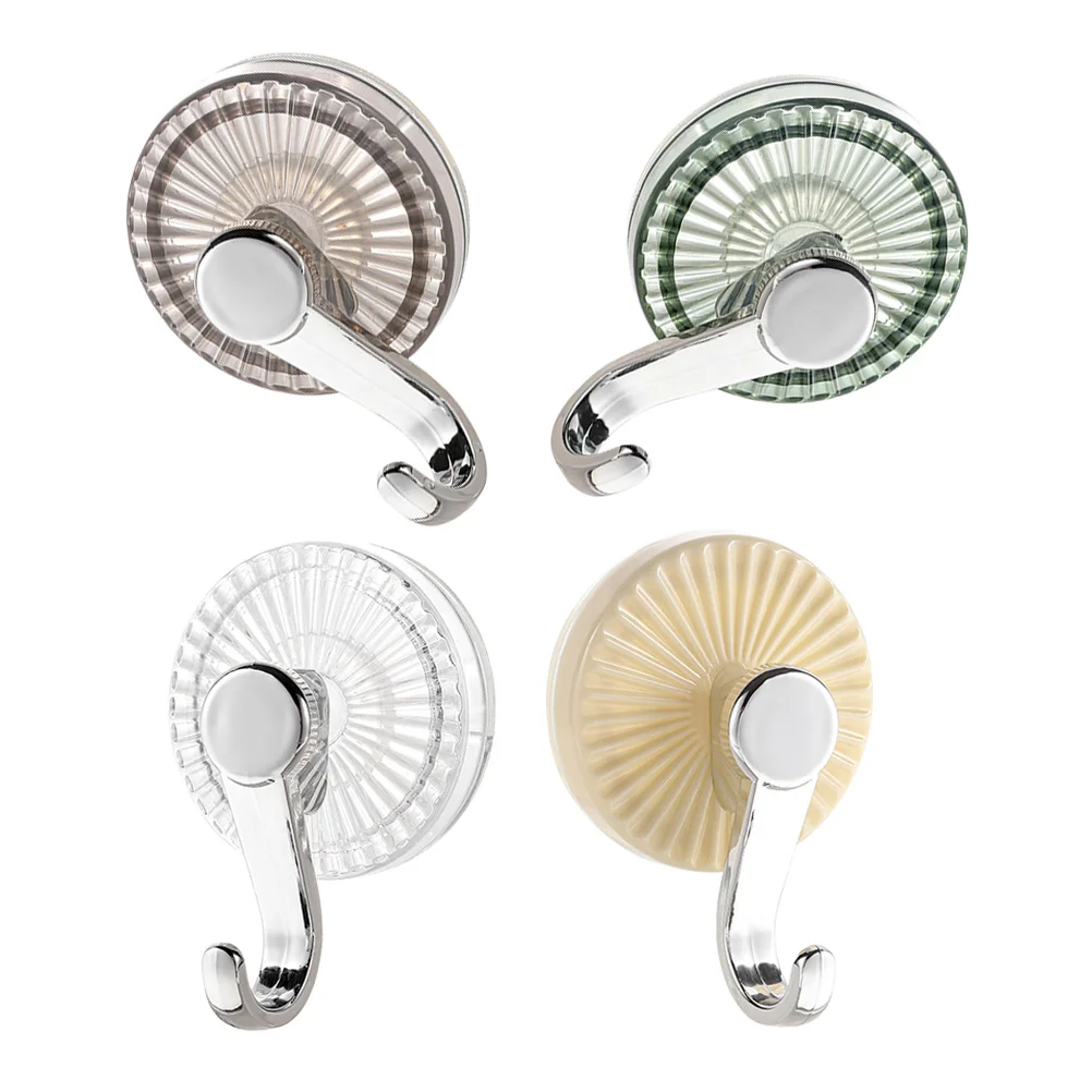 

4Pcs Suction Cup Hooks Reusable Heavy Duty Plastic Shower Hooks for Bathroom Kitchen Wall Hanging Towel Holders