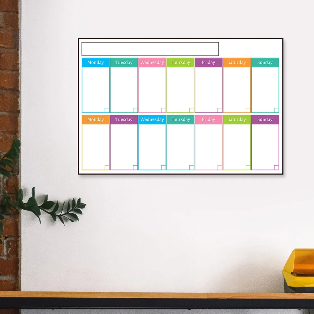 ملصق السبورة البيضاء، تقويم المسح الجاف، مخطط أسبوعي لاصق لجدار المنزل، لوحة جدول قابلة لإعادة الاستخدام