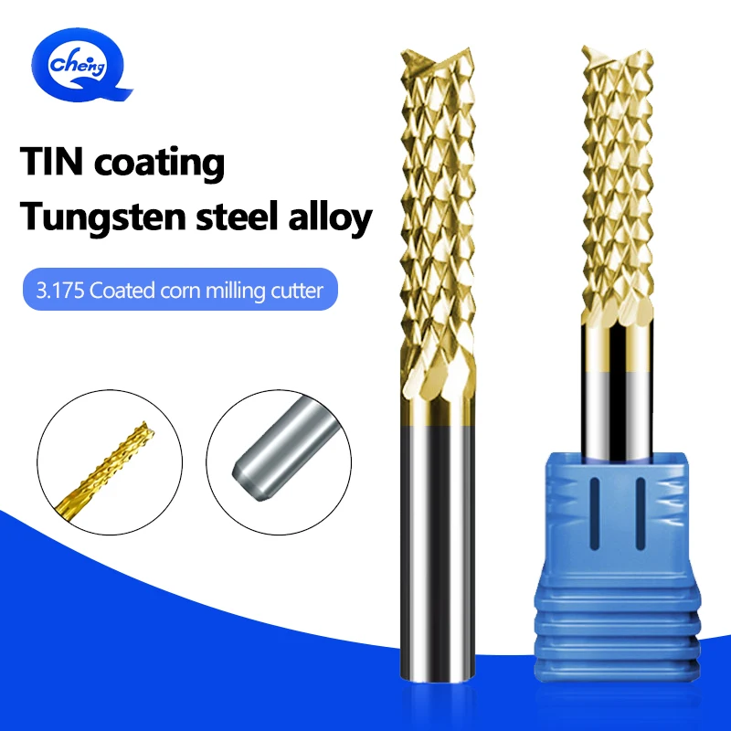 

10Pcs/Box Coated Tungsten Steel PCB Corn Milling Cutter, Routing Cutter Bakelite Circuit Board Epoxy Board Tool, Mold Engraving