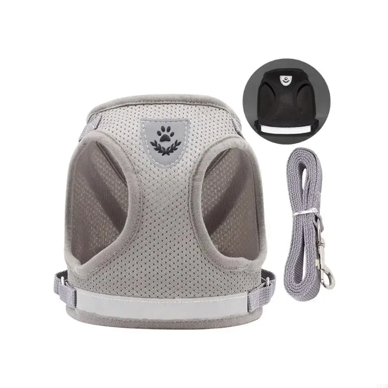 Reflective Dog Harness Breathable Net Vest with Rope For Small Dog Secure Design Pet Outdoor Walking Gear M4YD