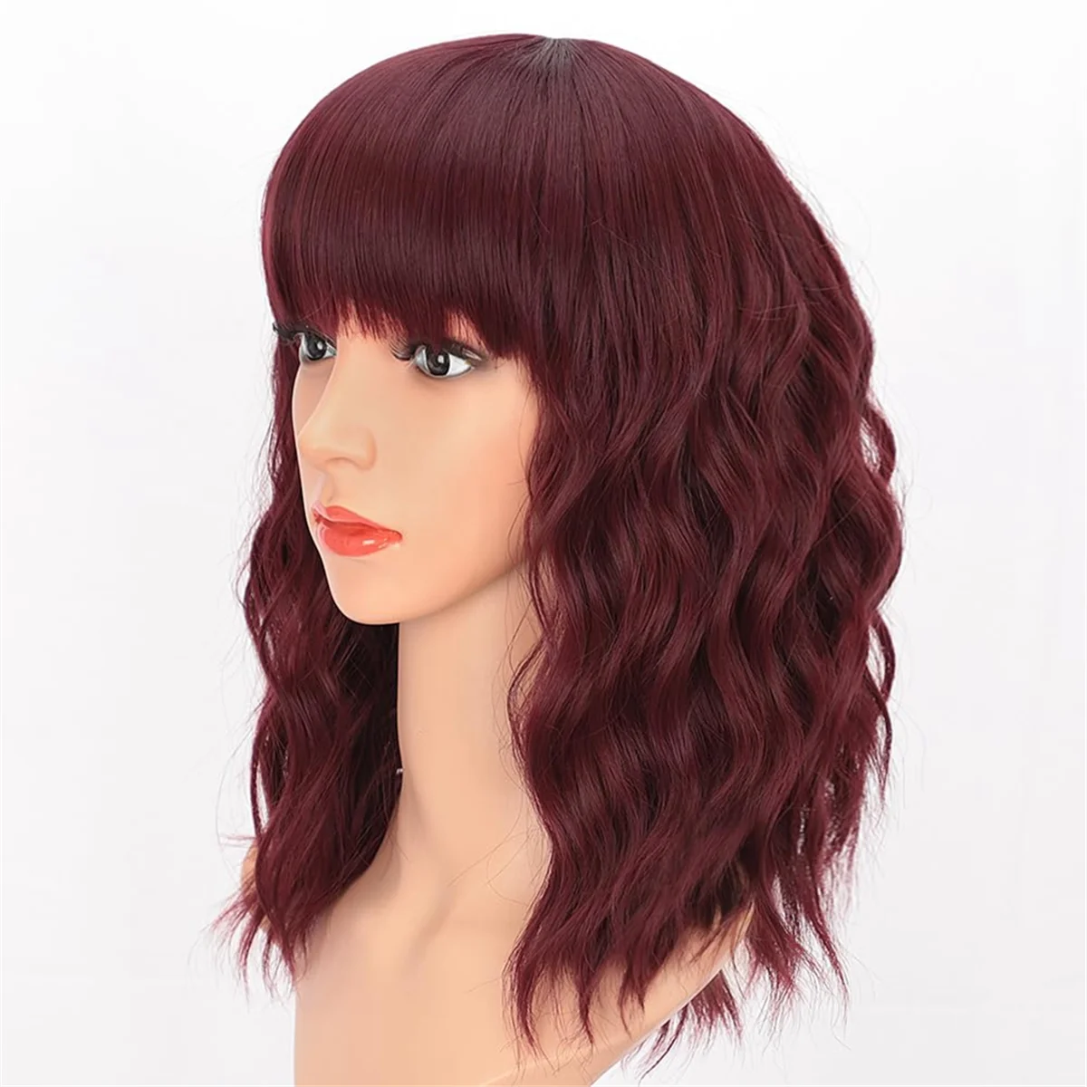 Wig Synthetic Wavy Hair Short Wavy Hair Wig Short Curly Hair with Bangs Fashion Cos Wig Women'S Wig