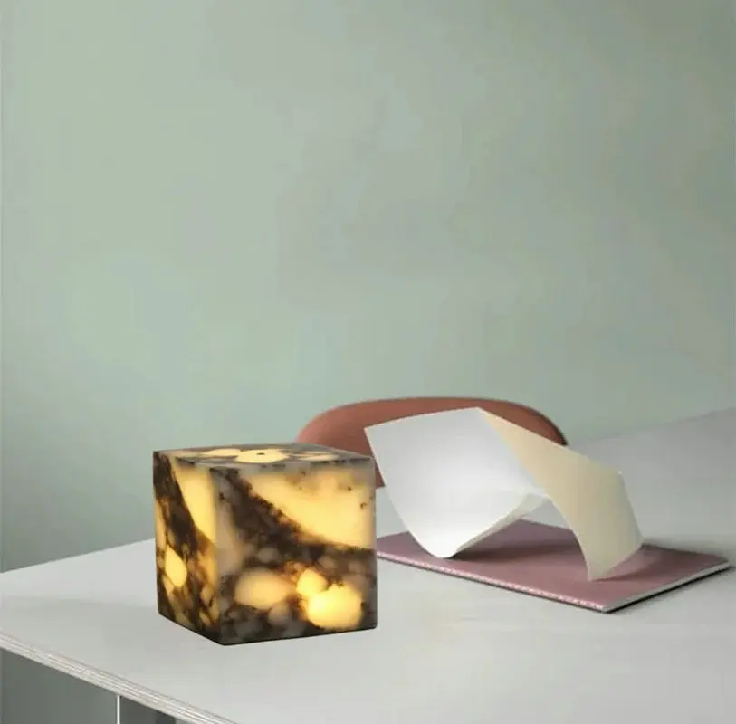 

Modern minimalist style natural marble night light, creative art rechargeable atmosphere light, for living room, bedroom YX702NG