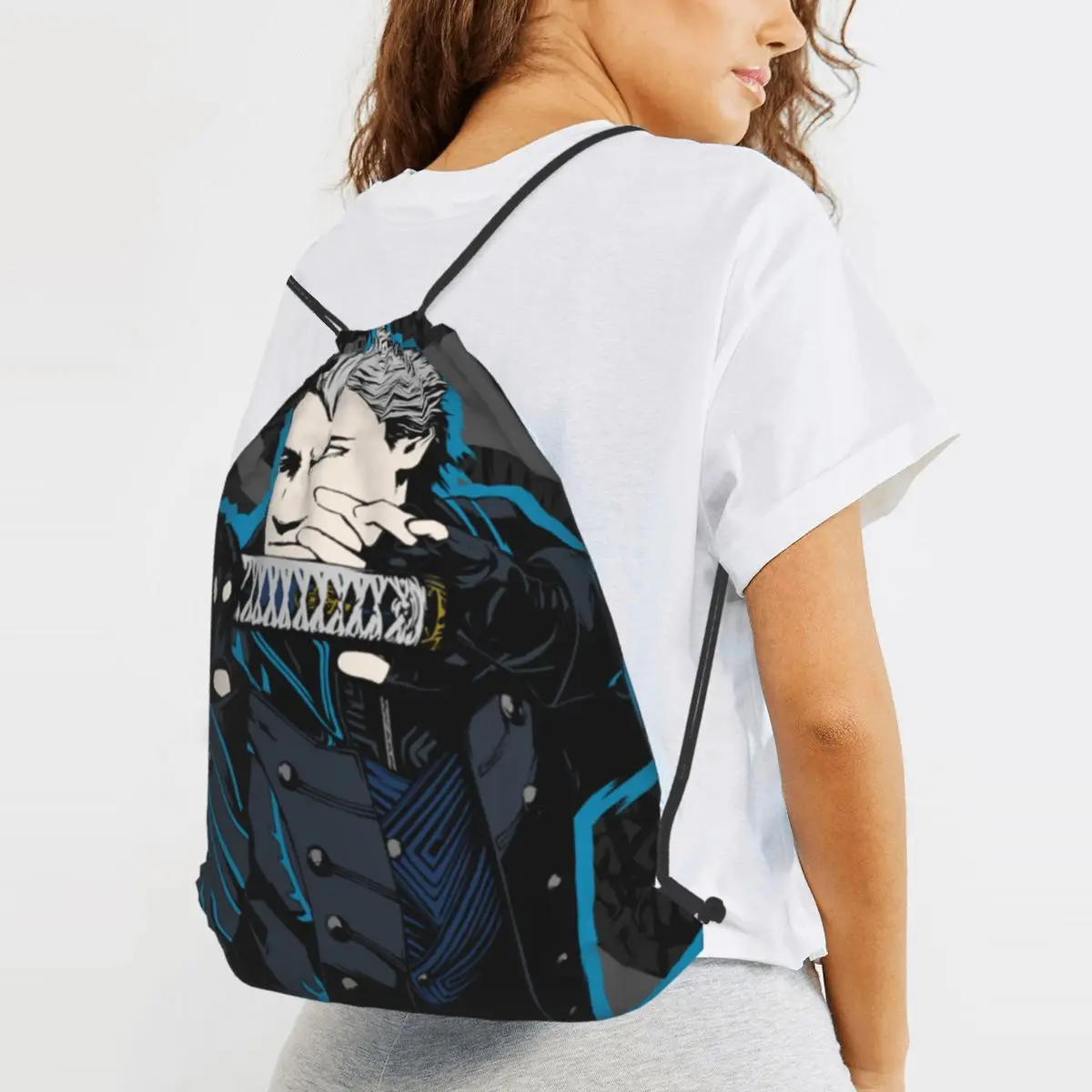 Vergil From The Devil May Cry SeriesBackpacks Multi-function Drawstring Bundle Pocket Sundries Bag Book Bags for Travel Students