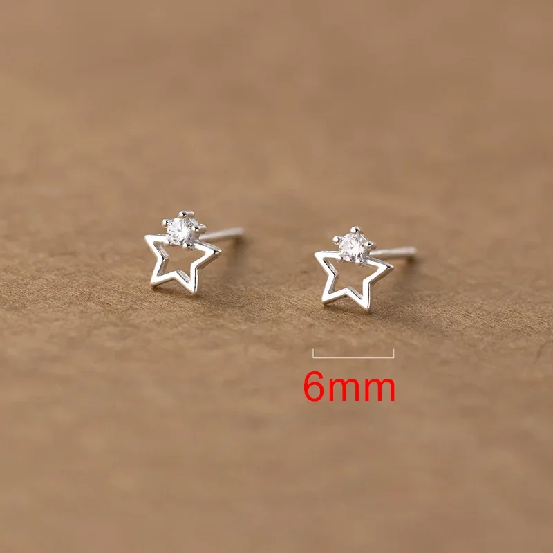 SOFTPIG Real 925 Sterling Silver Zircon Star Hoop Earrings For Women Party Cute Fine Jewelry Minimalist  Accessories