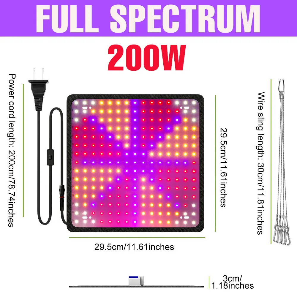 200W Led Grow Light Volledige Spectrum Quantum Board Plant Teelt Lamp Voor Indoor Ingemaakte Bloem Kas Tent Tomaat groente