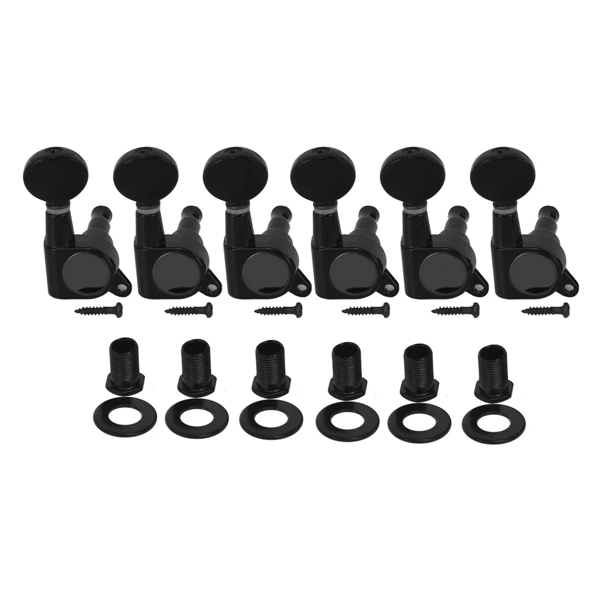 FLEOR 6pcs Black Electric Guitar Tuners Machine Heads 6R Tuning Pegs Keys Small Button