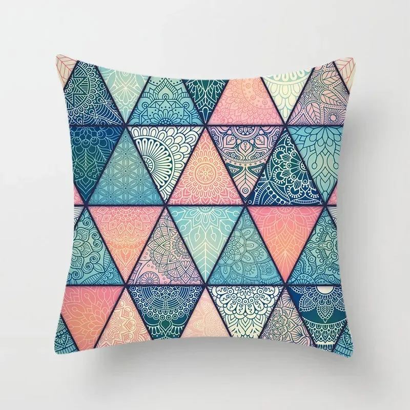 Colorful Geometric & Ornate Patterned Pillow Covers Pattern Cushion Cover Suitable For Sofa Bedroom Car Pillow Cover
