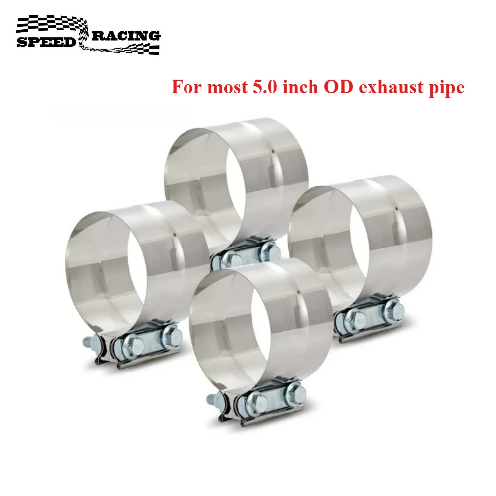 

Универсальный 4-дюймовый выхлопной зажим из нержавеющей стали, ступенчатый зажим, стильное соединение для большинства выхлопных труб диаметром 5,0 дюйма для заголовков