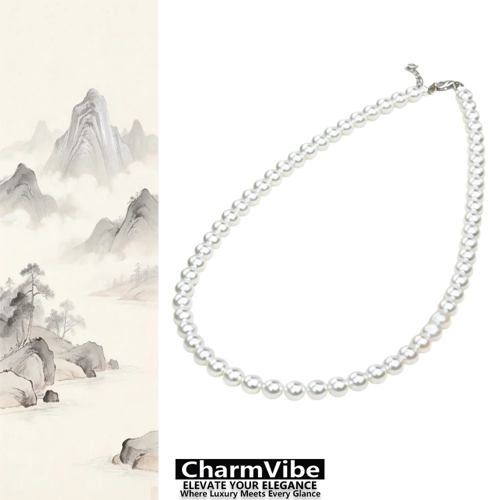 NEW Vintage Timeless Pearl Choker for Women Single Strand White Pearl Necklace Bridal Wedding Elegant Fashion Jewelry Gift