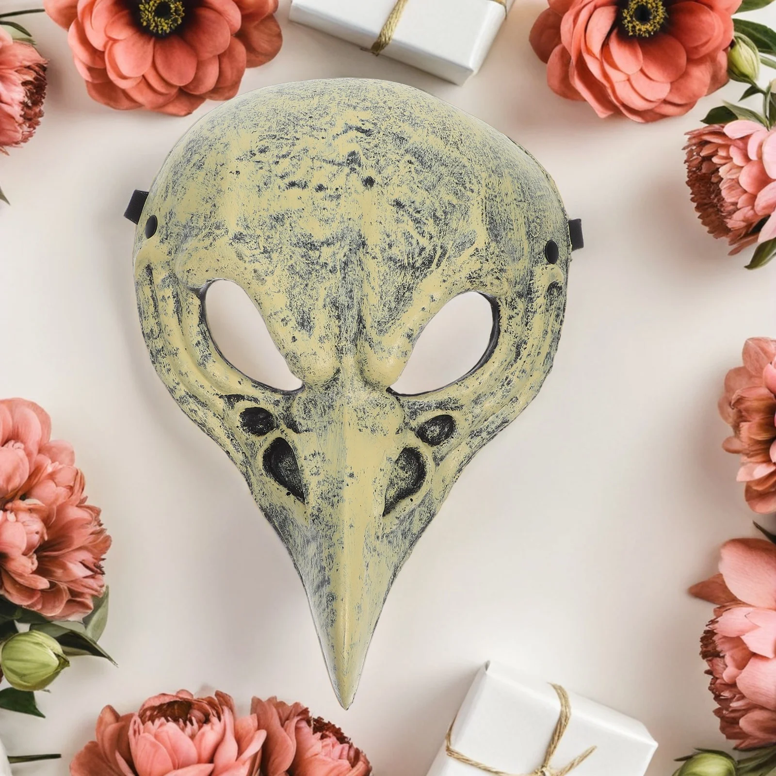 Máscara de caveira de pássaro para festa de Halloween Estrutura óssea realista Leve Ajuste confortável Abertura respirável para cosplay e