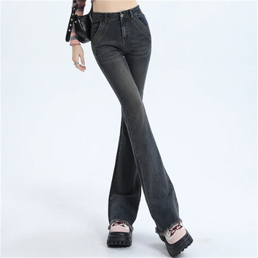 

Fashion Women Jeans Casual Long Trousers flare Denim Pants Femme Streetwear