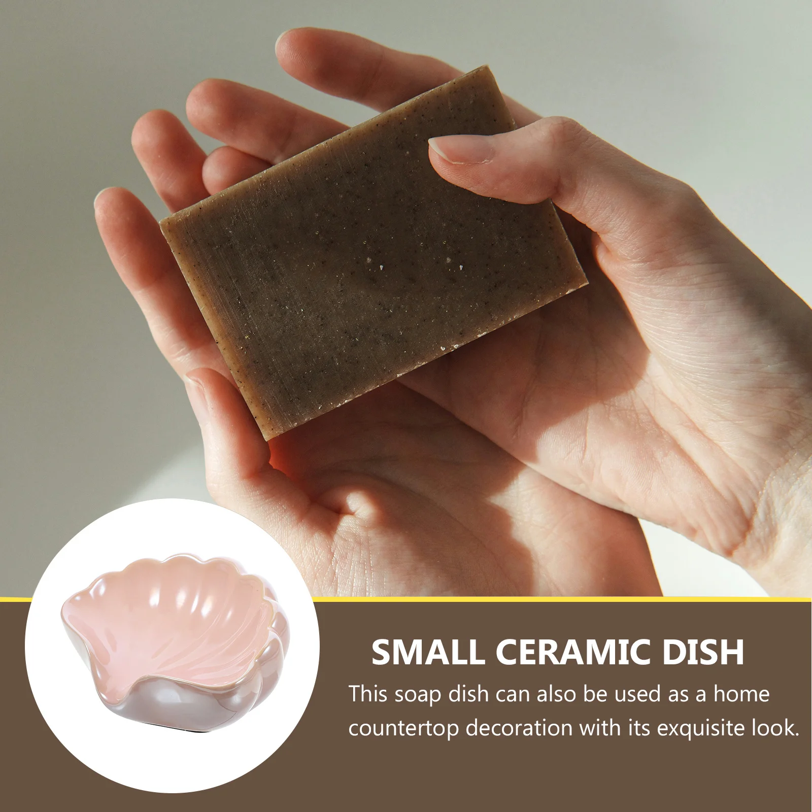 

Shell Design Ceramic Soap Dish Self Draining Bathroom Soap Holder Countertop Decorative Tray Small Ceramic Dish