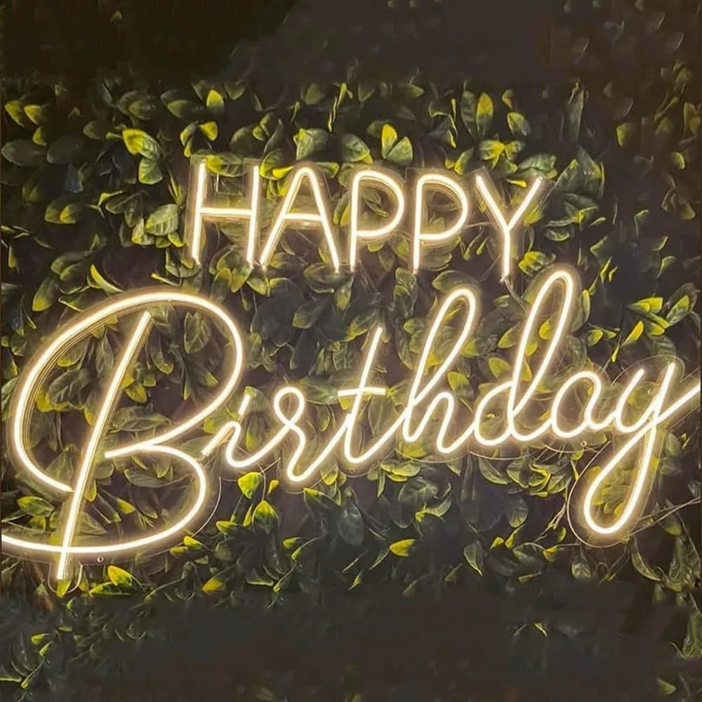 

Happy Birthday Neon LED Lights, USB Powered Acrylic Lights for Wall Decoration Teens Kids Party Surprise Celebration Bedroom