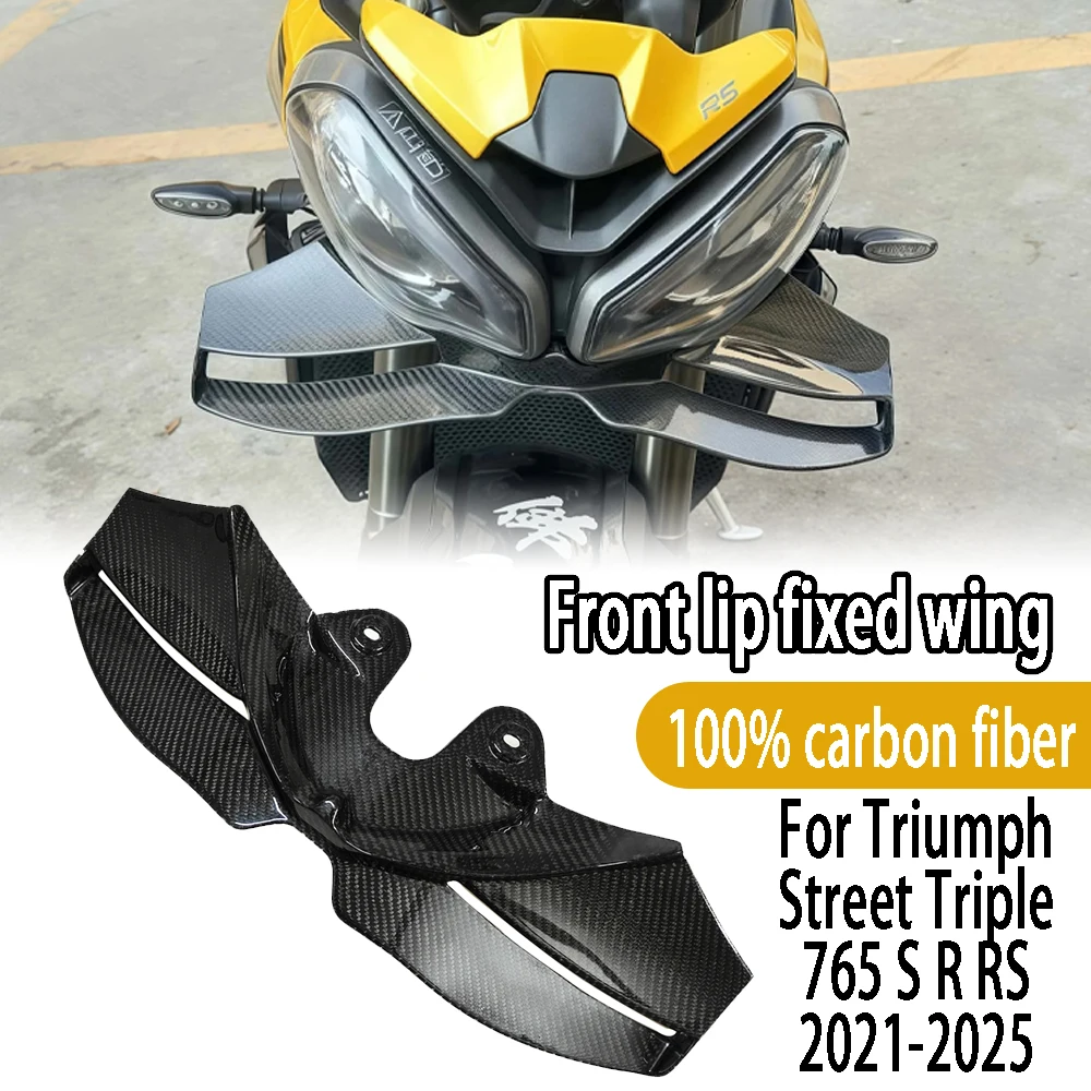

For Triumph Street Triple 765 S R RS 2021-2025 2024 Carbon Fiber Motorcycle wing downward sloping front spoiler front spoiler