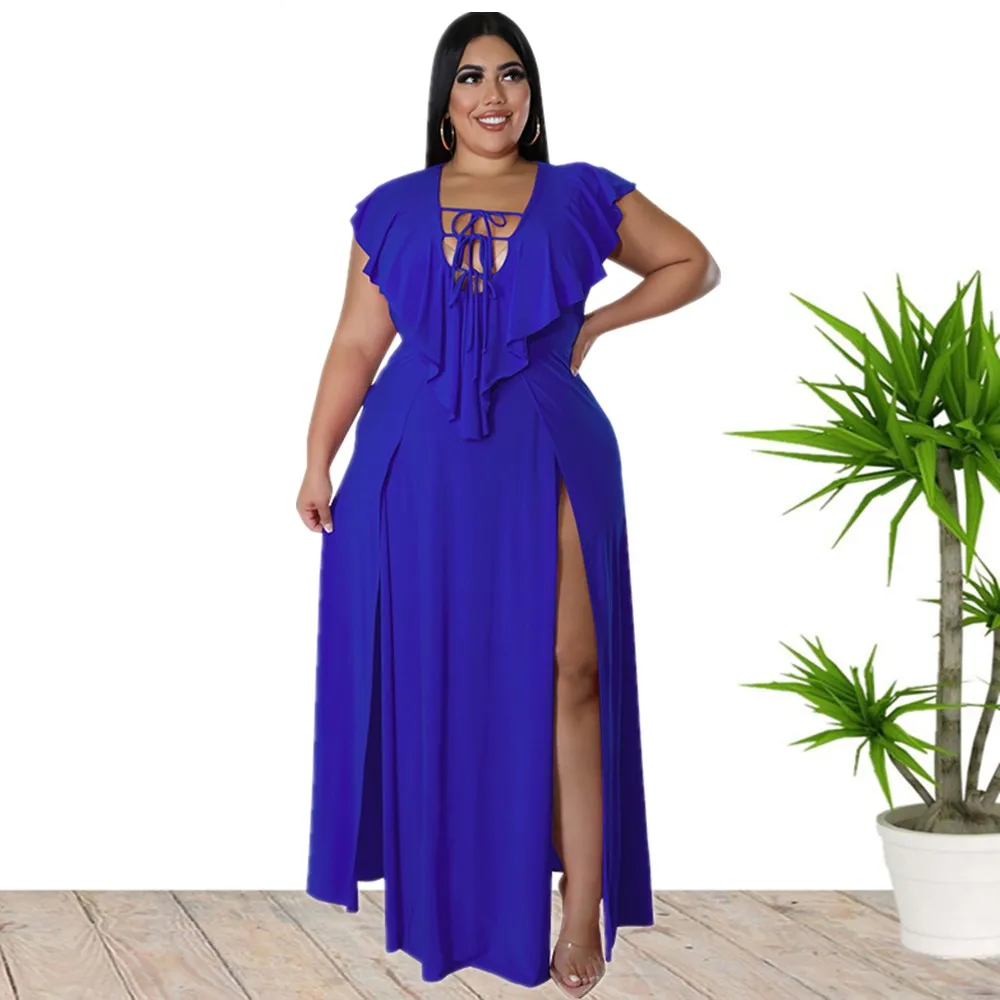 2022 Nieuwe Collectie Plus Size Effen Kleur Summer Party Jurken Voor Vrouwen Groothandel China