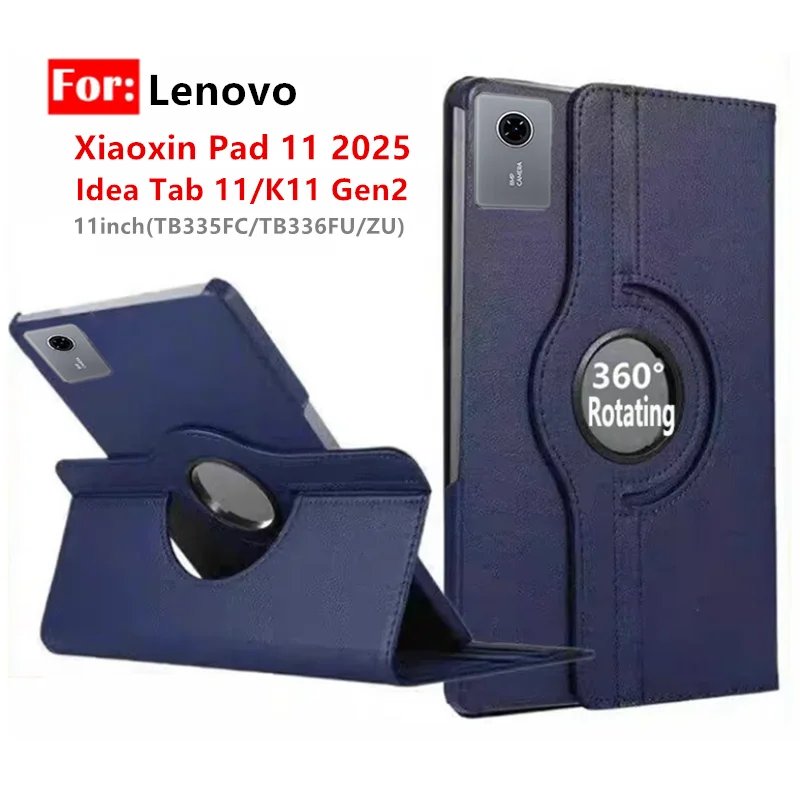 

Чехол для Lenovo Xiaoxin Pad 11 2025 Idea Tab 11/K11 Gen2, вращающийся смарт-откидной кожаный чехол-подставка TB335FC/TB336ZU/FU, 11 дюймов