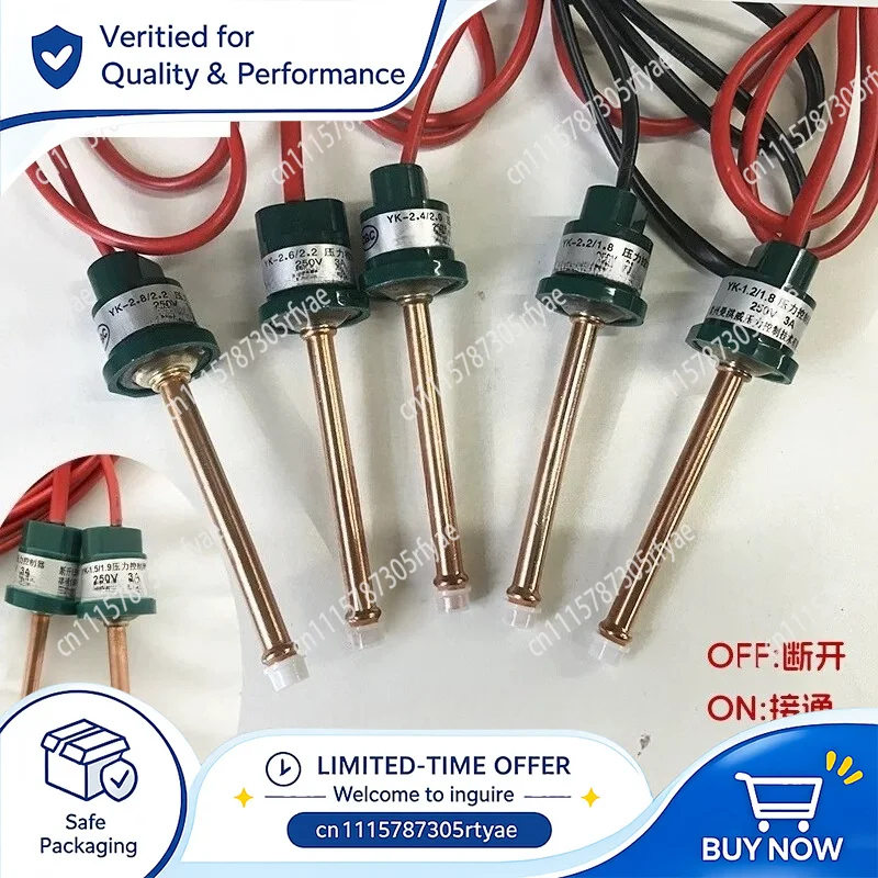 High Low Pressure Switch for Air Conditioner Heat Pump Refrigeration System Pressure Controller Straight Tube Welded YK Type