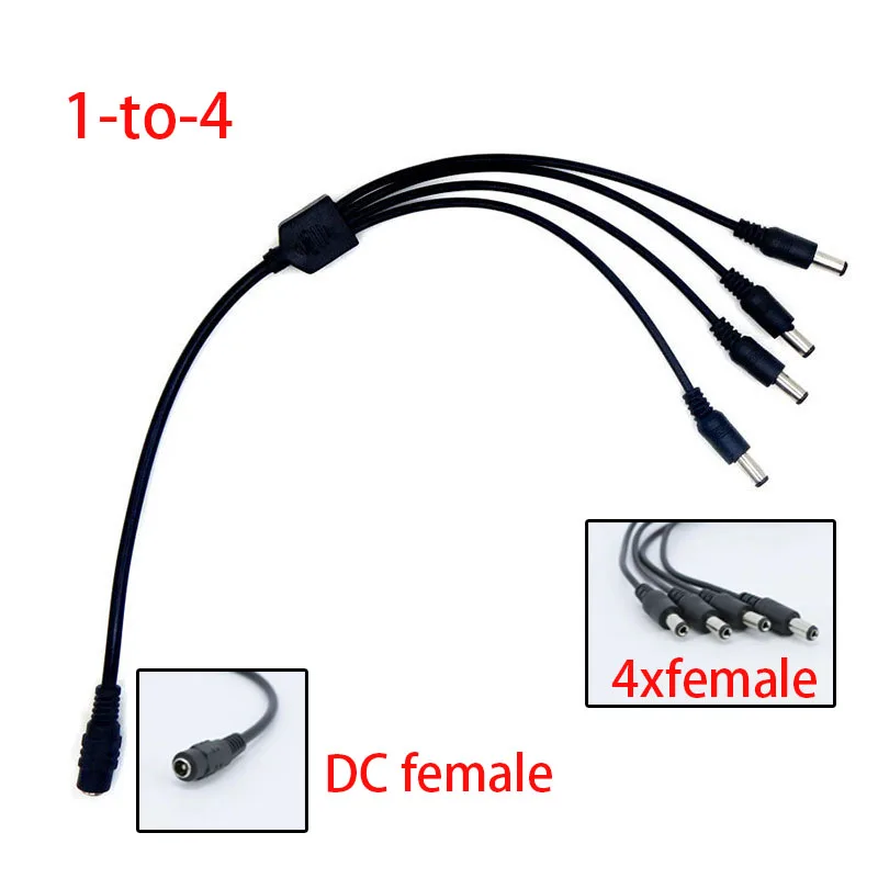 

DC 5.5x2.1mm 1-to-4 Power Splitter Cable - 12V 1 Female to 4 Male Adapter Extension Cords 12V for CCTV Cameras, LED Strips