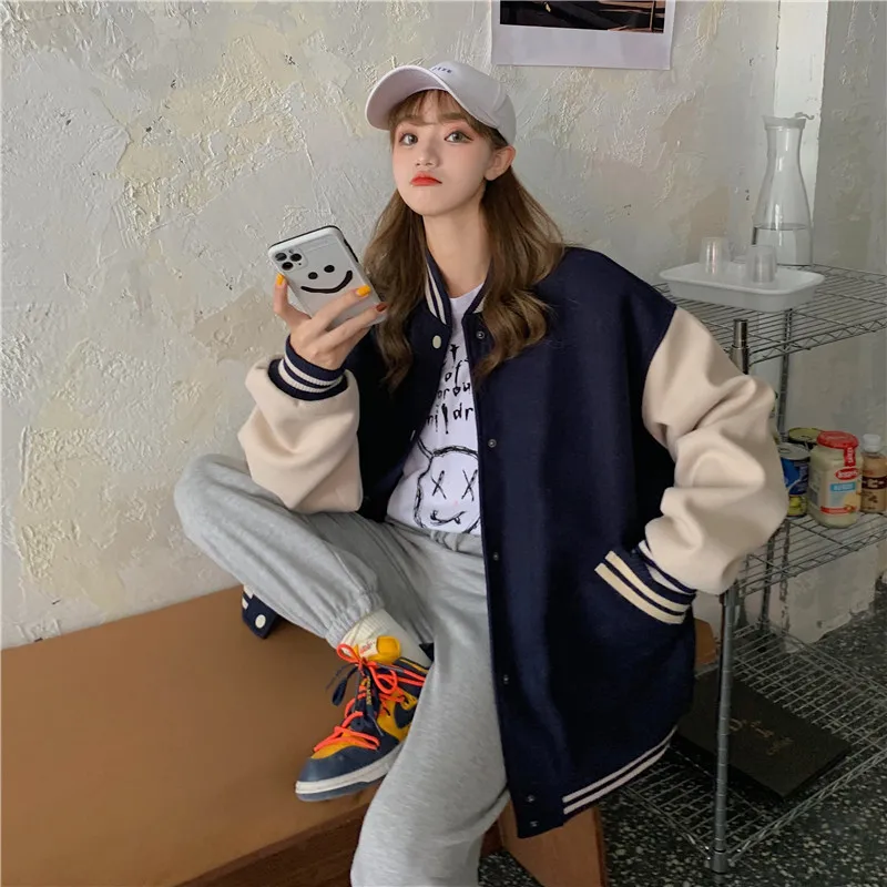 ZOUXO Jackets for Women 2024 Spring Autumn Hiphop Baseball Jacket Kpop Loose Vintage Coat