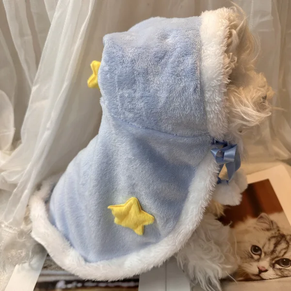 Party Pet Hat Plush Cape Blanket Headwear Pet Dog Cat Clothes Cute Star Bear Coat Dress Designer Dog Clothes for Small Dogs