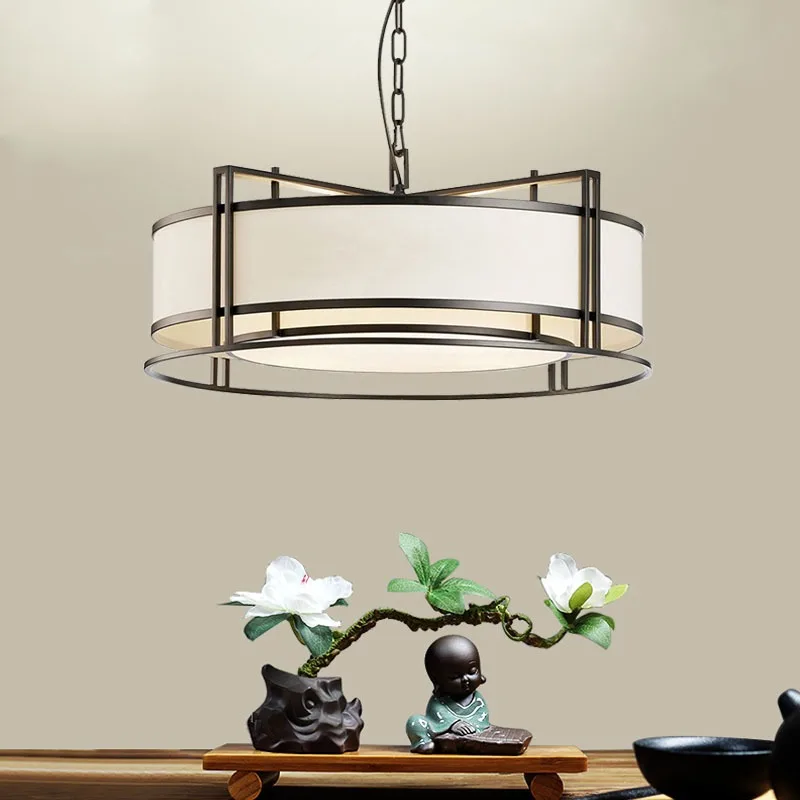 

New Chinese style pendant lamp, living room light, minimalist tea room, dining room, circular bedroom, study, ceiling light