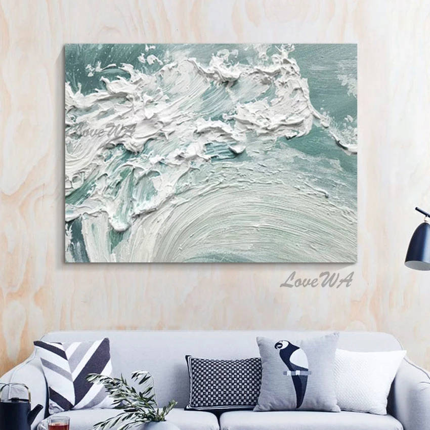 Sea Wave Painting Acrylic Wall Decor Abstract Palette Knife Canvas Arts Without Framed Natural Scenery Modern Picture Artwork