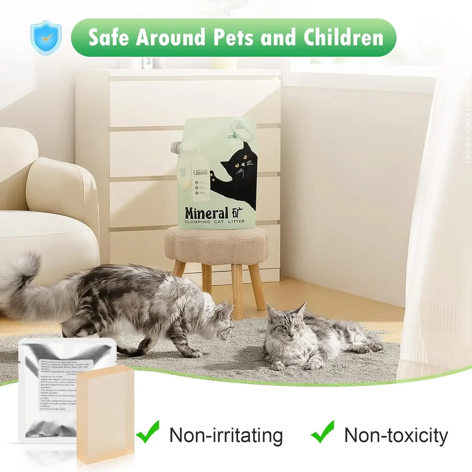 Pet Odor Eliminator 6 Pack Floral Scent Gel Neutralizer for Self Cleaning Litter Box Refill