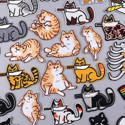 Parche de gato divertido bordado de animales, parches para planchar, parches bordados de gato de dibujos animados DIY, apliques de ropa, pegatina de costura