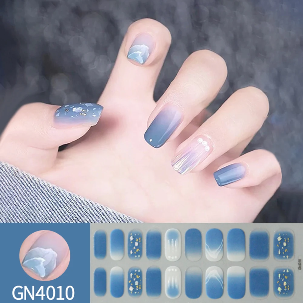 Nail Wraps Full Cover Sticker Semi Cured Gel Nails Sticker Waterproof Semicured Gel Nail Polish Sticker Manicure Art Accessories