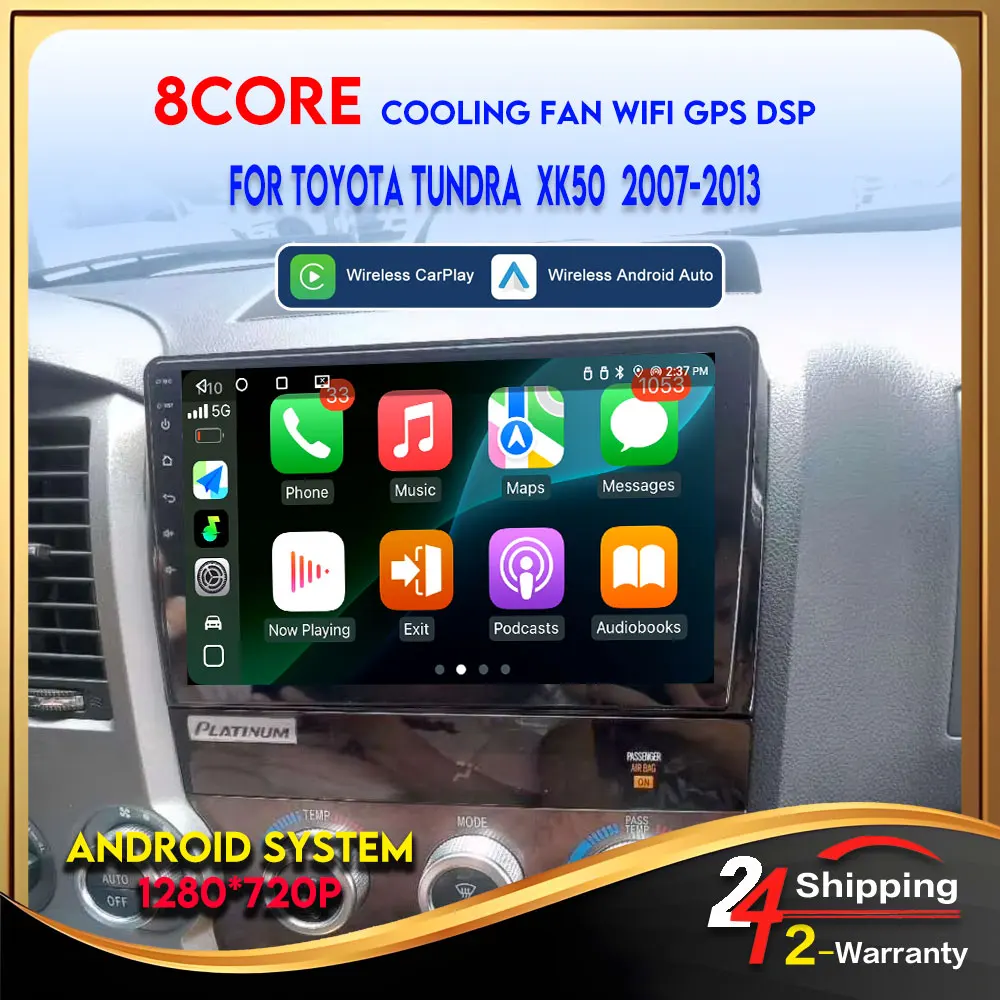 Autoradio For Toyota Tundra XK50 2007-2013 Sequoia XK60 2008-2017 Multimedia Player Carplay Andriod Auto Wireless 8Core Wifi Gps