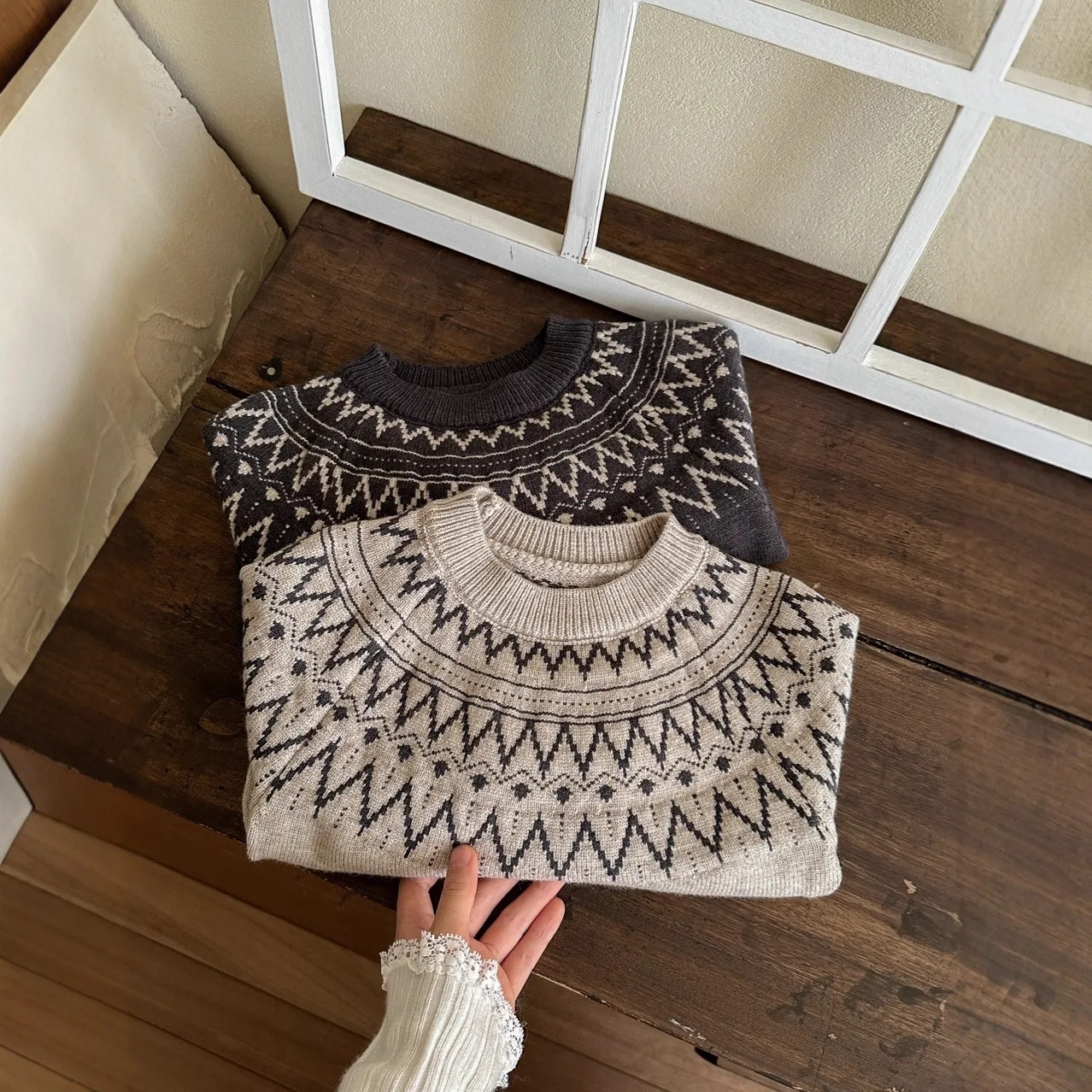 2026 Winter Kids Knit Sweater for Boys Girls Long Sleeve Knitted Pullover Vintage Toddler Warm Clothes 2-6 Years 6