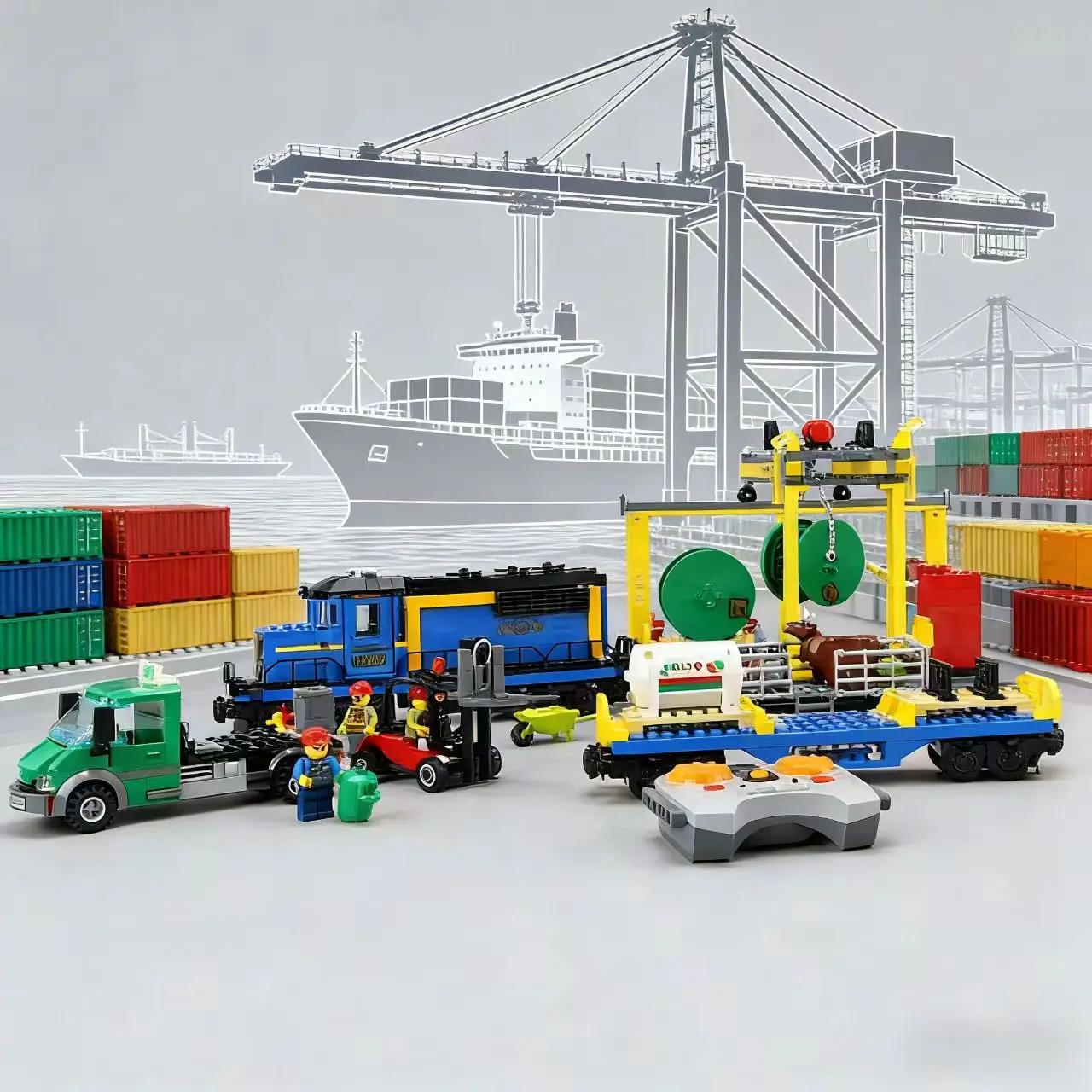 

New MOC City Cargo Train Vehicle Model 888Pcs Home Ornament Building Blocks Gift for Boys 888 PCS