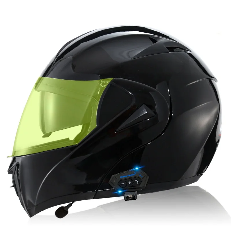 Black Flip Up Motorcycle Helmet  Bluetooth Ready Full Face Motorcycle Helmet  for Men Women & Youth