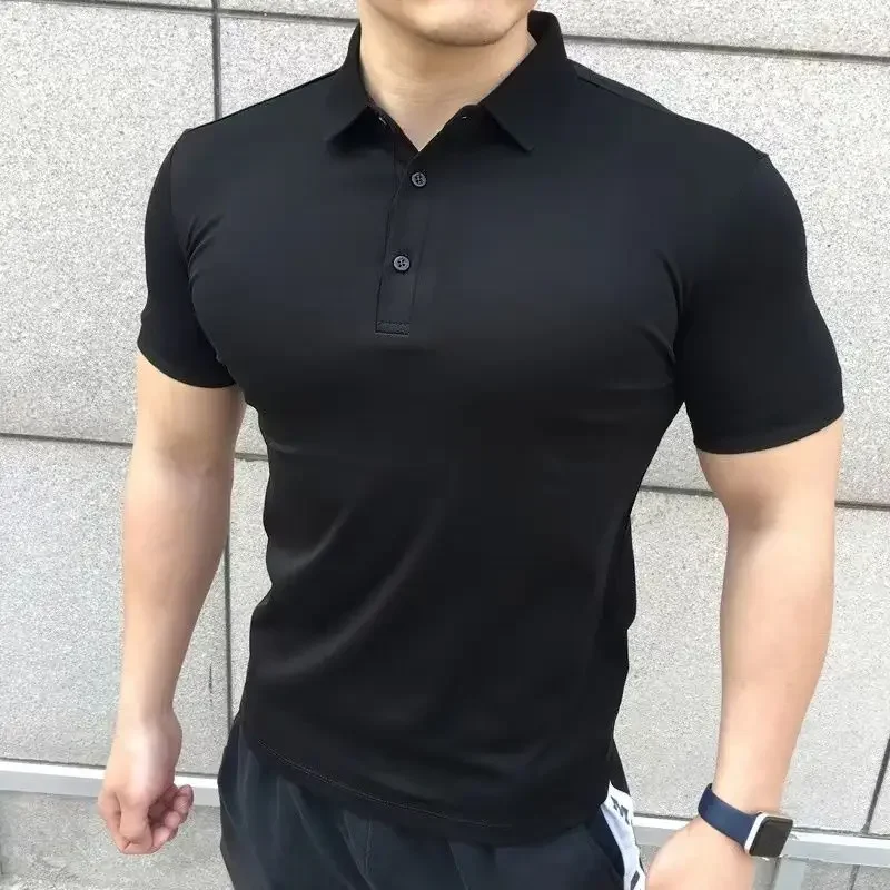 Polo Shirts White Male with Collar Tee Gym Mens T-shirt Muscles Tops Fashion Xl Men's Clothing 2024 Polyester Ordinary Summer